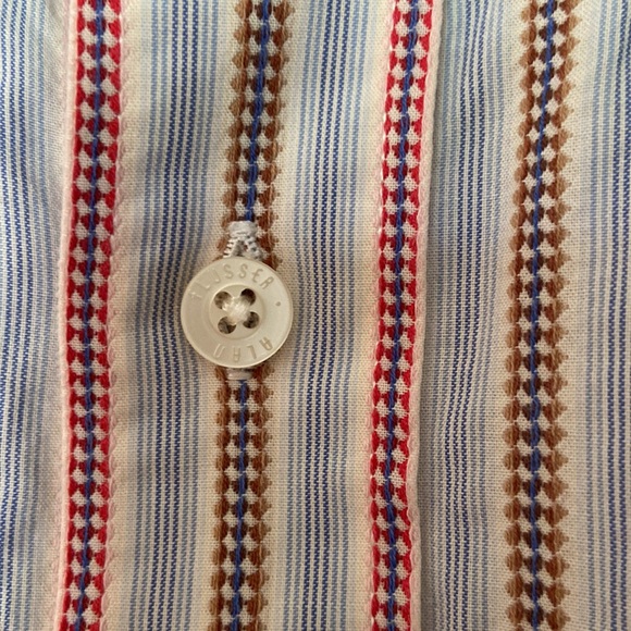 Men’s Alan Flusser red, blue thin pinstripe button  down shirt Size XL, nice - Picture 6 of 13